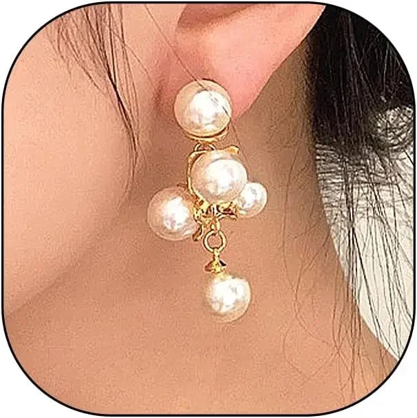 Long Freshwater Pearl Drop Dangle Earrings Boho Gold Plated