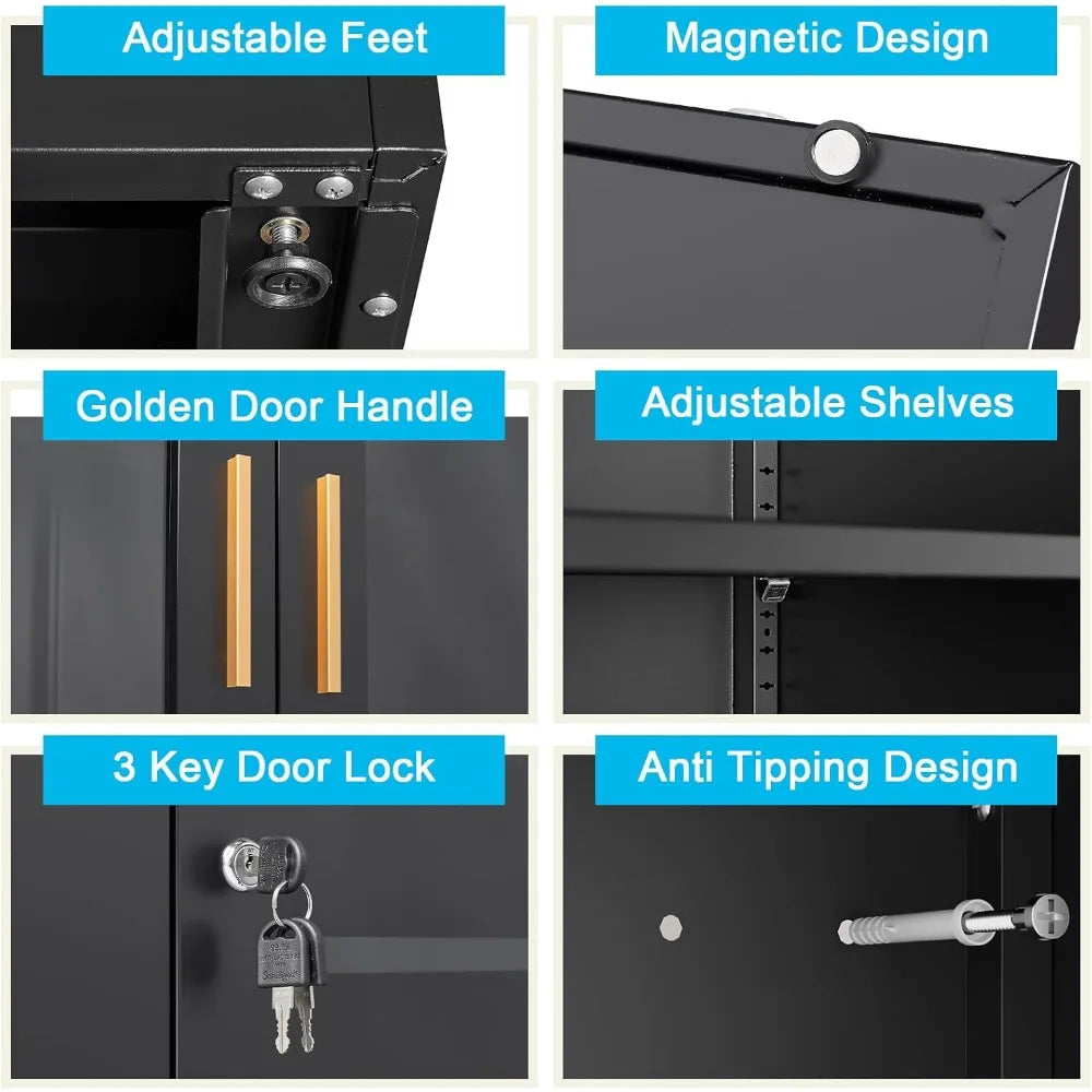 HUANZHUANG Glass Display Cabinet With Lock Curio Doors