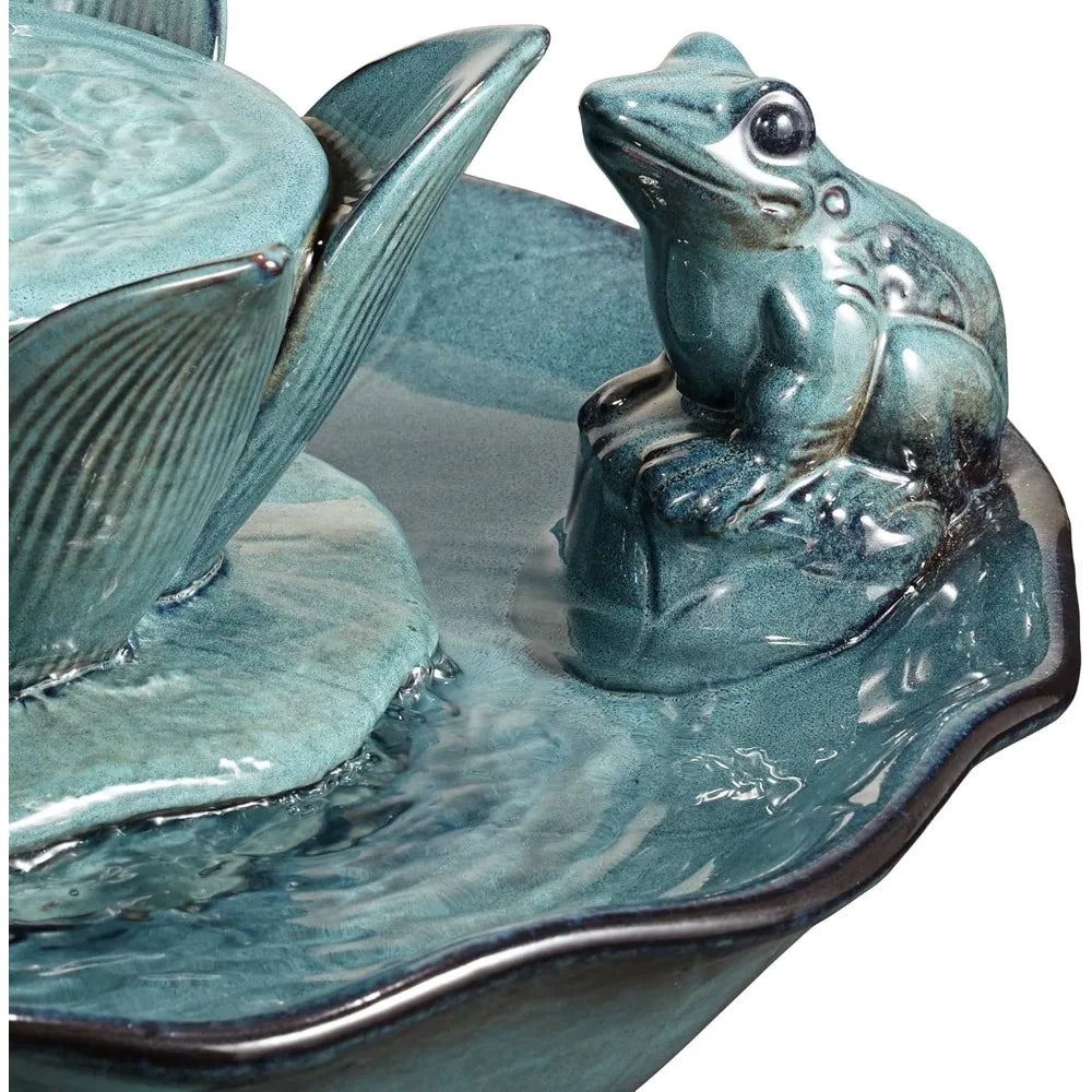 Lamps Plus Pleasant Pond Frog Ceramic Floor Fountain