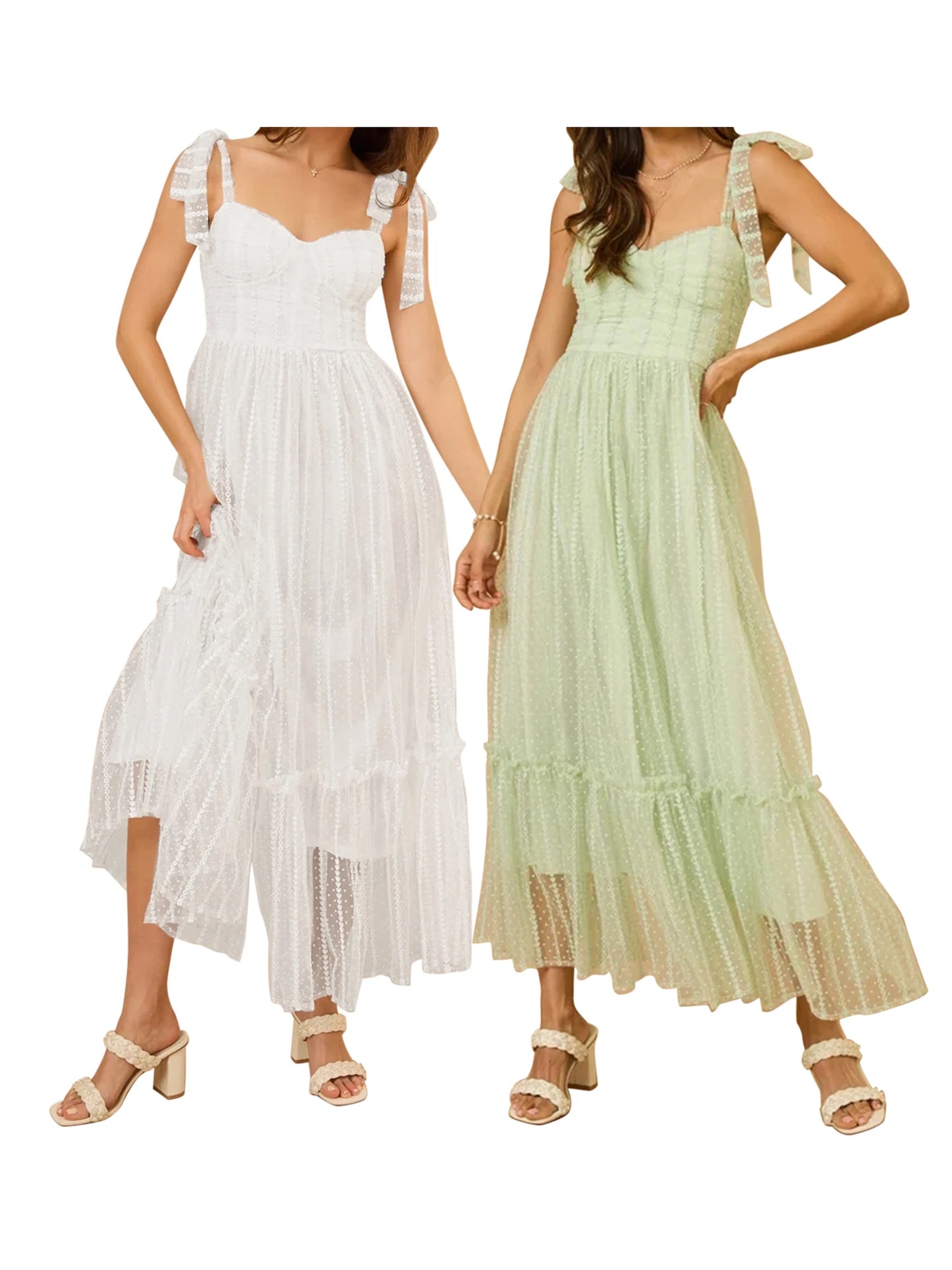 Velvet Floral Lace Sleeveless Dress V Neck Tie Up Straps