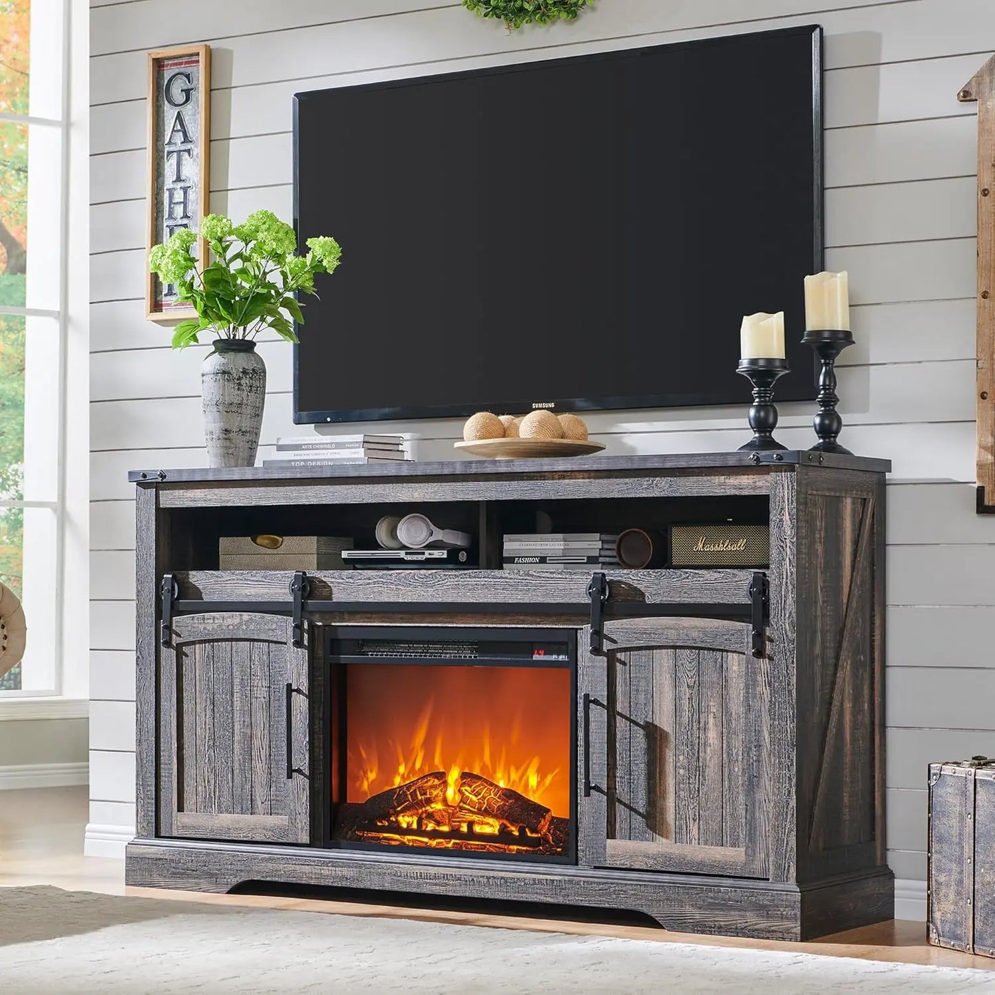 Huanzhuang Farmhouse Fireplace TV Stand Entertainment