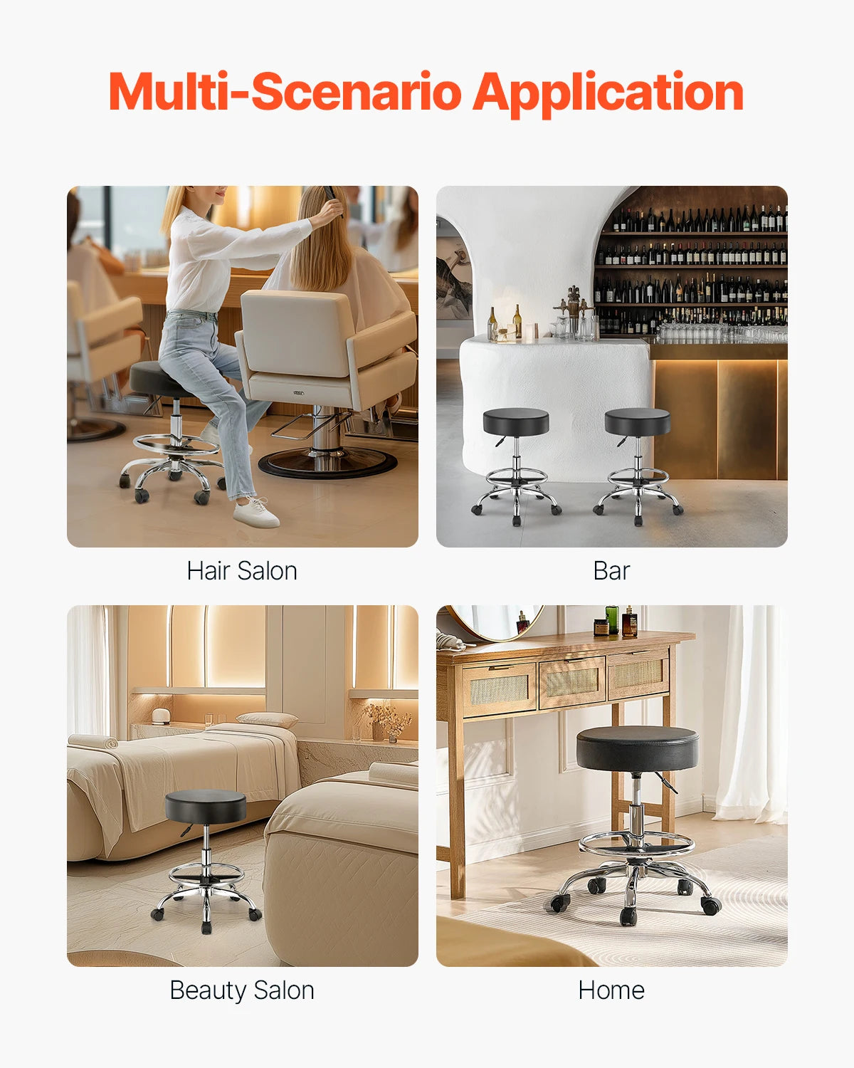 VEVOR Rolling Stool With Wheels For Salon Spa Tattoo Clinic