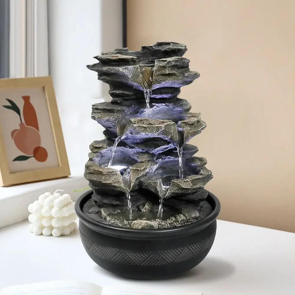 Hignconcerned Rock Cascading Tabletop Fountain LED Light
