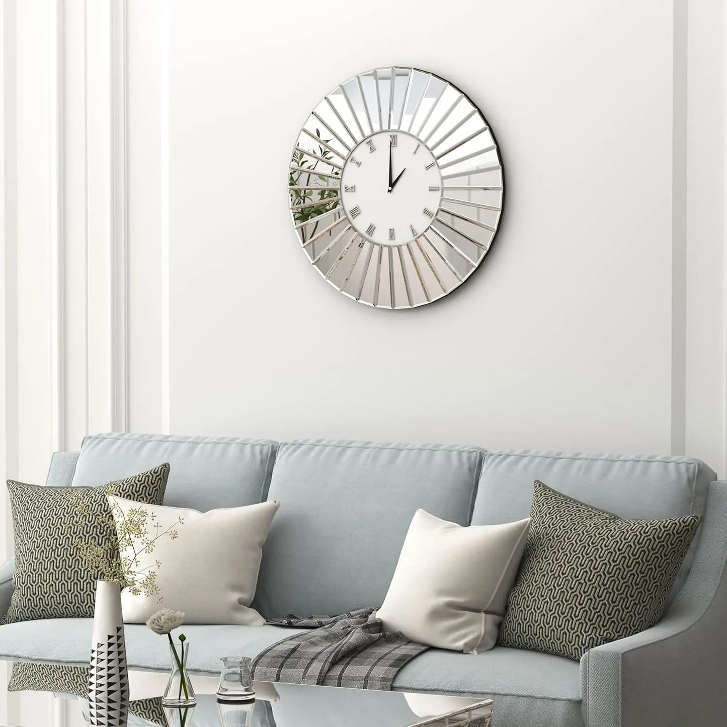 Shyfoy Mirrored Wall Clock For Living Room Luxury Decor