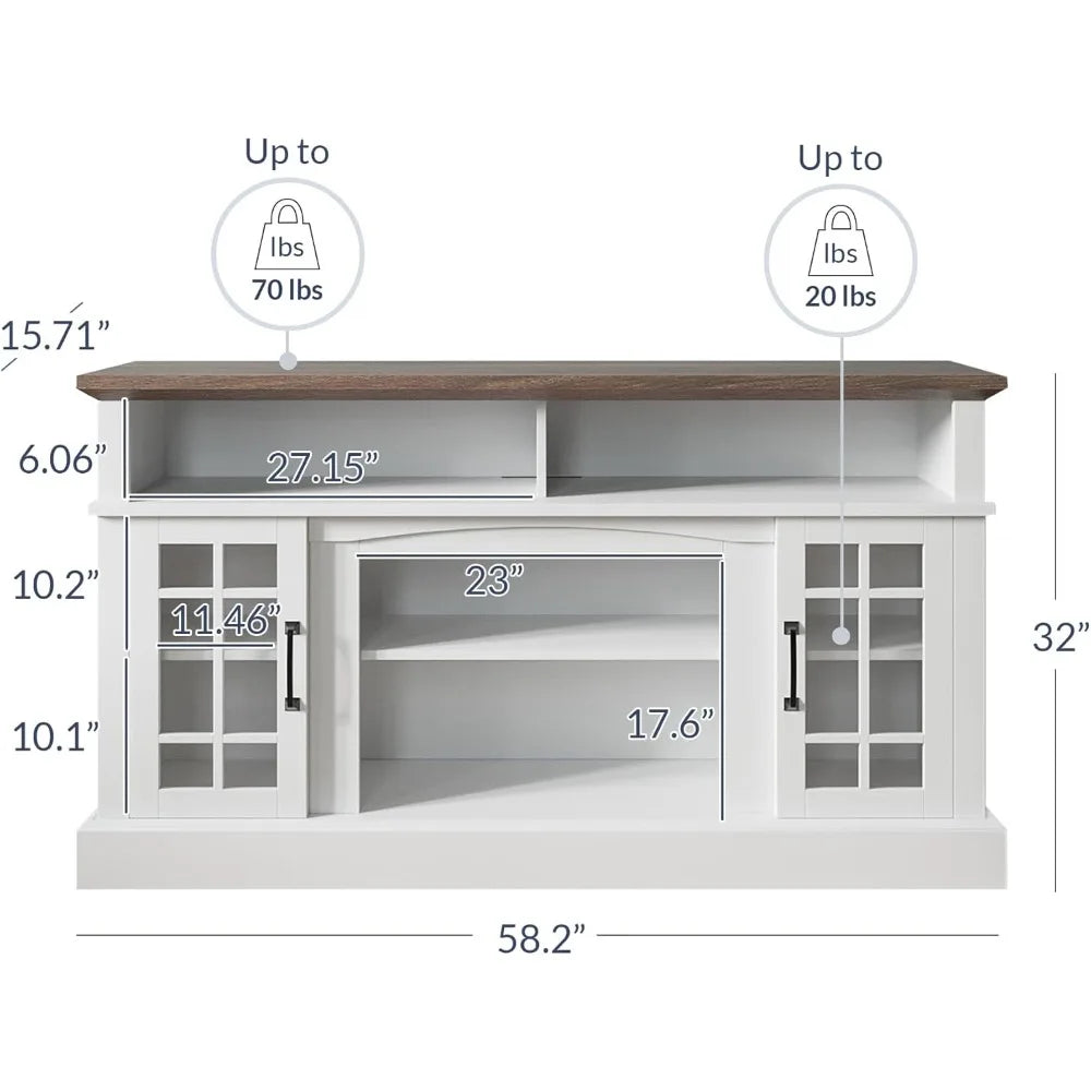 Huanzhuang Rustic TV Stand Entertainment Center With Shelf
