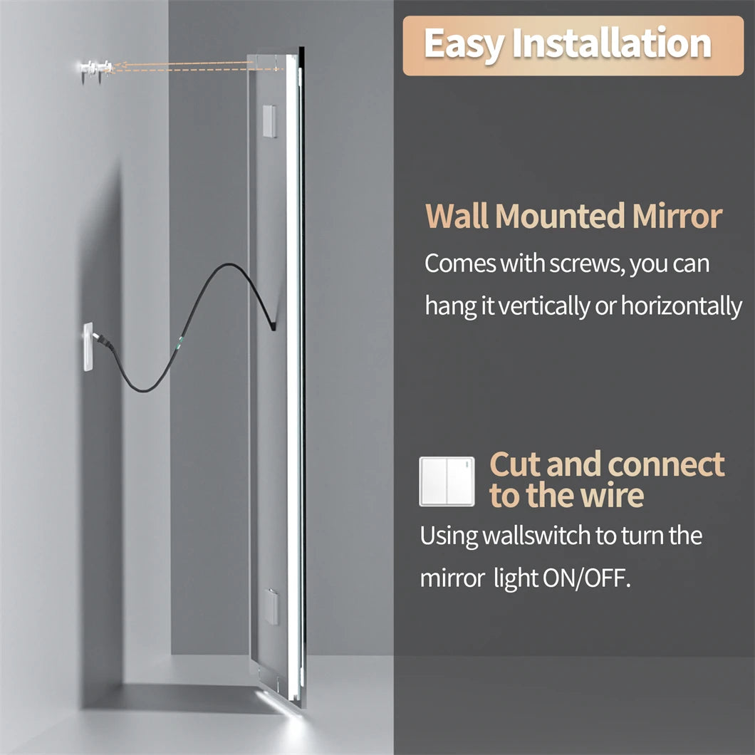 Borwart Led Vanity Mirror With Bluetooth Digital Display