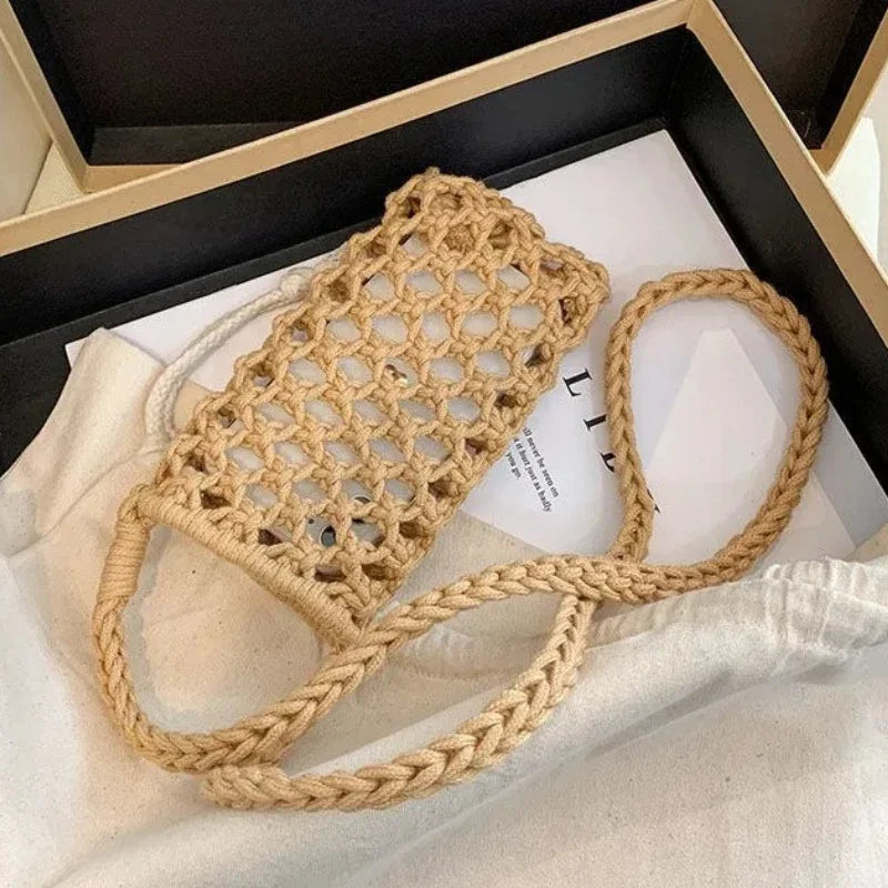 Crossbody Straw Bag Crochet Lightweight Shoulder Bag