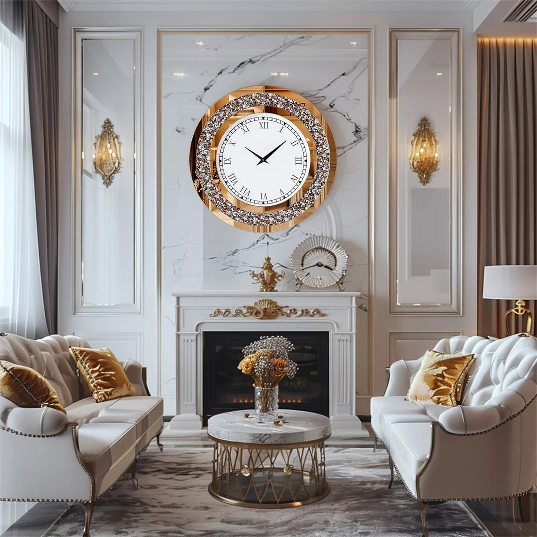 LUVODI Diamond Crystal Wall Clock Modern Living Room