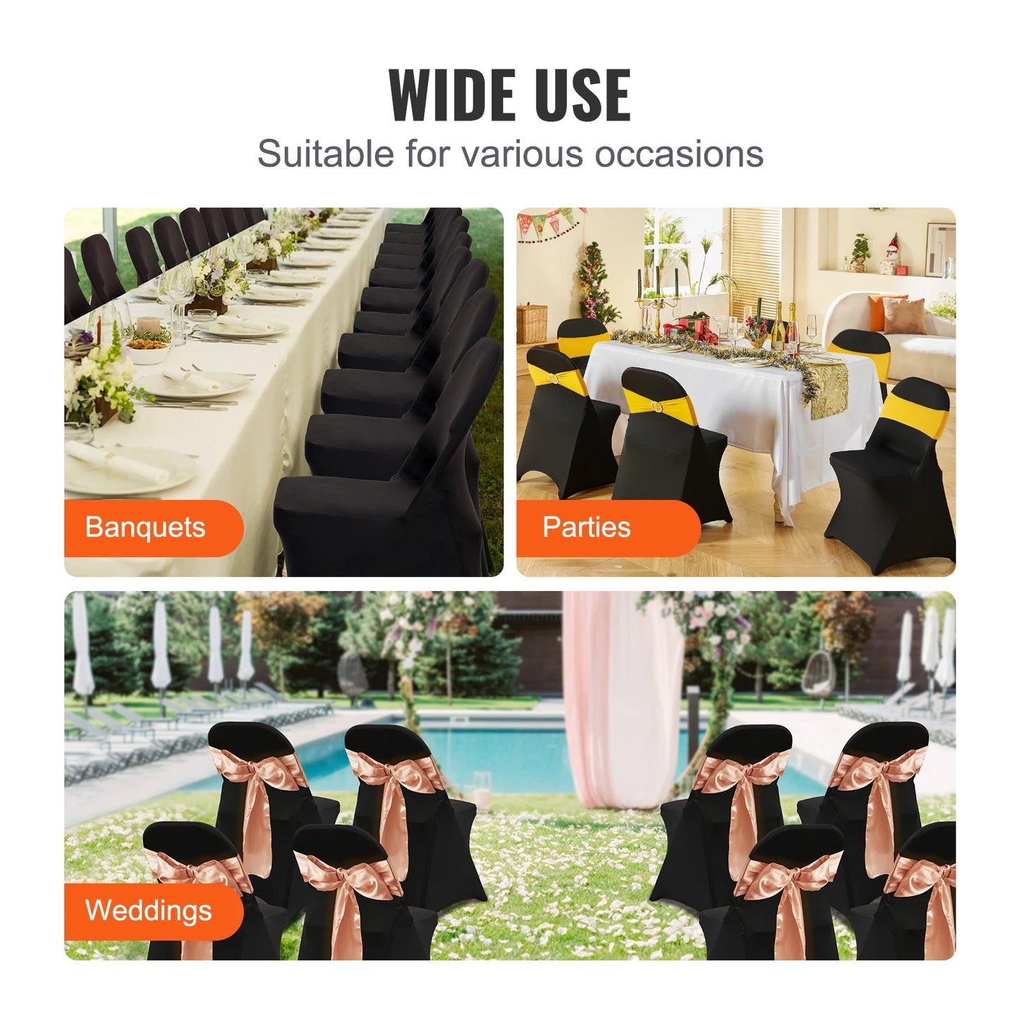 SucceBuy Stretch Spandex Folding Chair Covers Universal