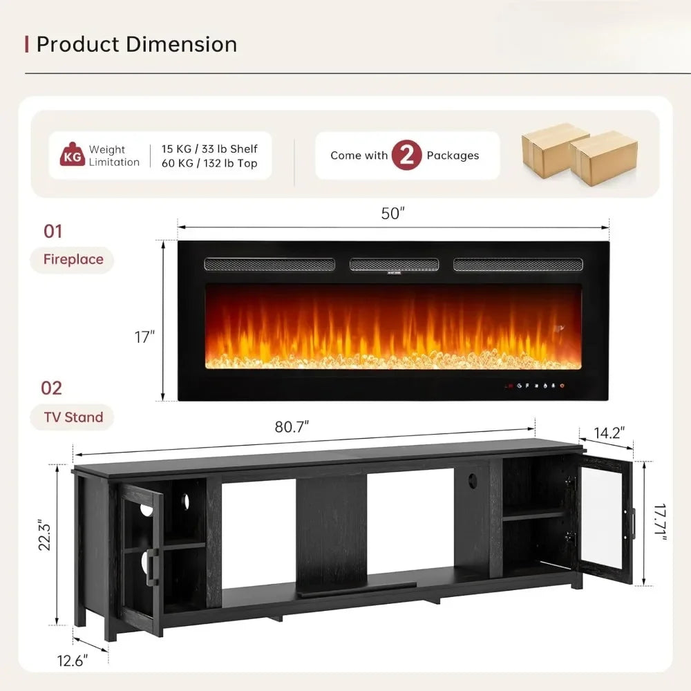 Hign-Concerned Fireplace TV Stand With Electric Fireplace
