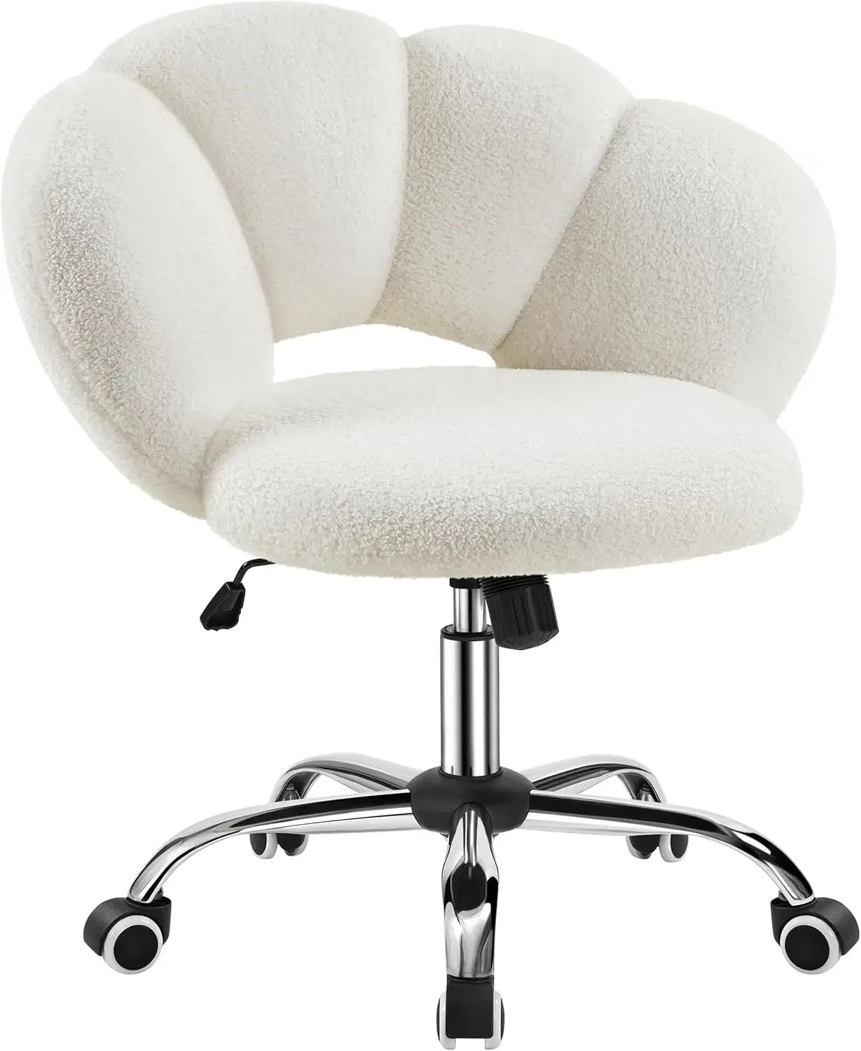 XMSJ Boucle Upholstered Desk Chair Cloud Shaped Wheels