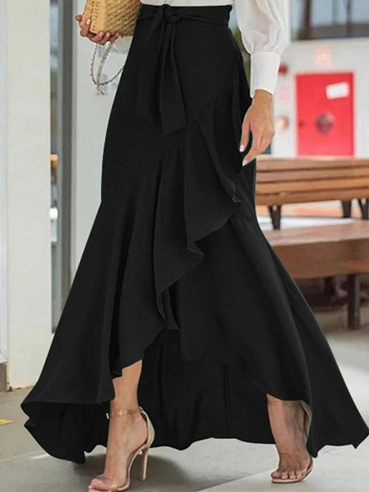 OSHOPLIVECN Irregular Clipping Bandage Falbala Long Skirts