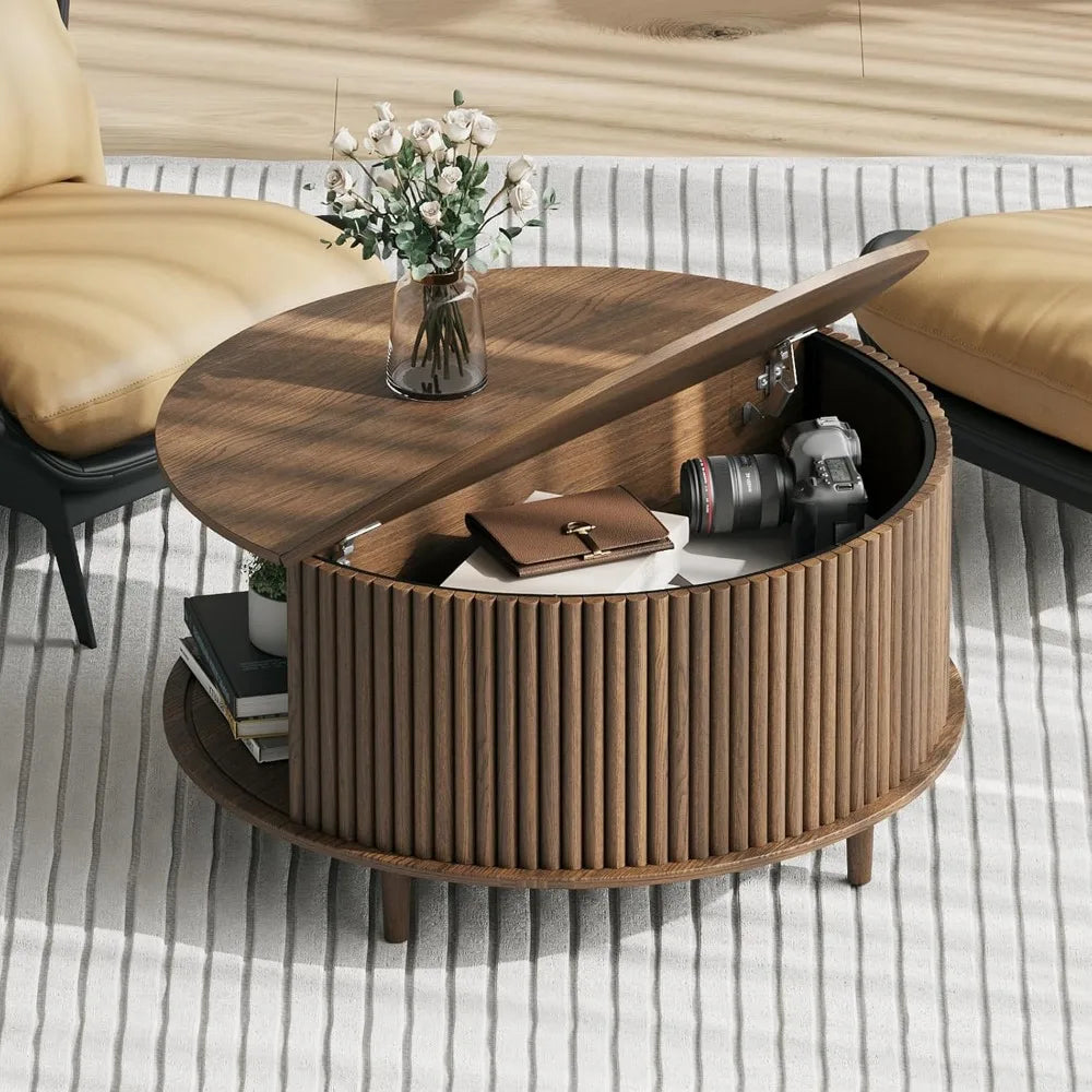 Round Coffee Table with Storage by Brand Name for Living Room