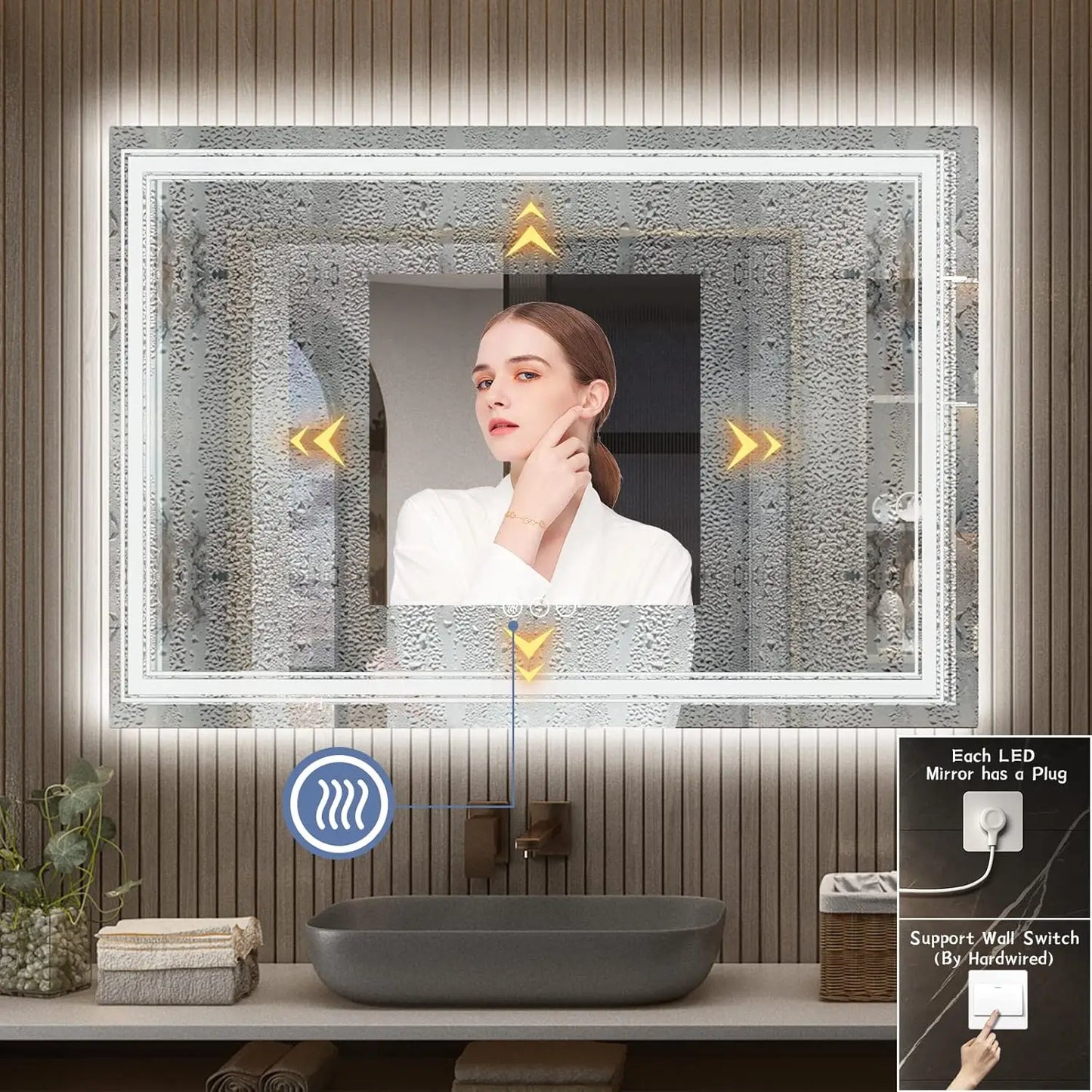 Sh.Kl LED Bathroom Mirror Dimmable Front And Back Lighting