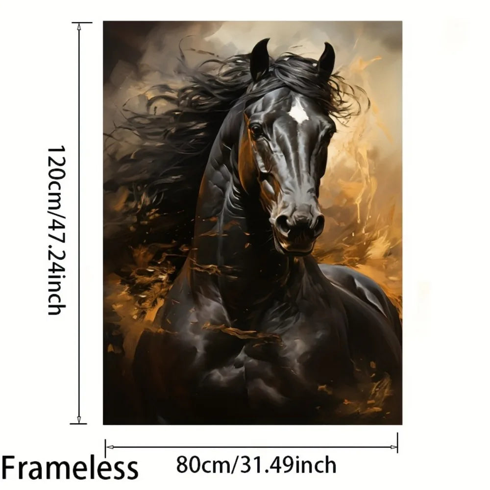 Hign-Concerned Horse Running Canvas Print Frameless Mural