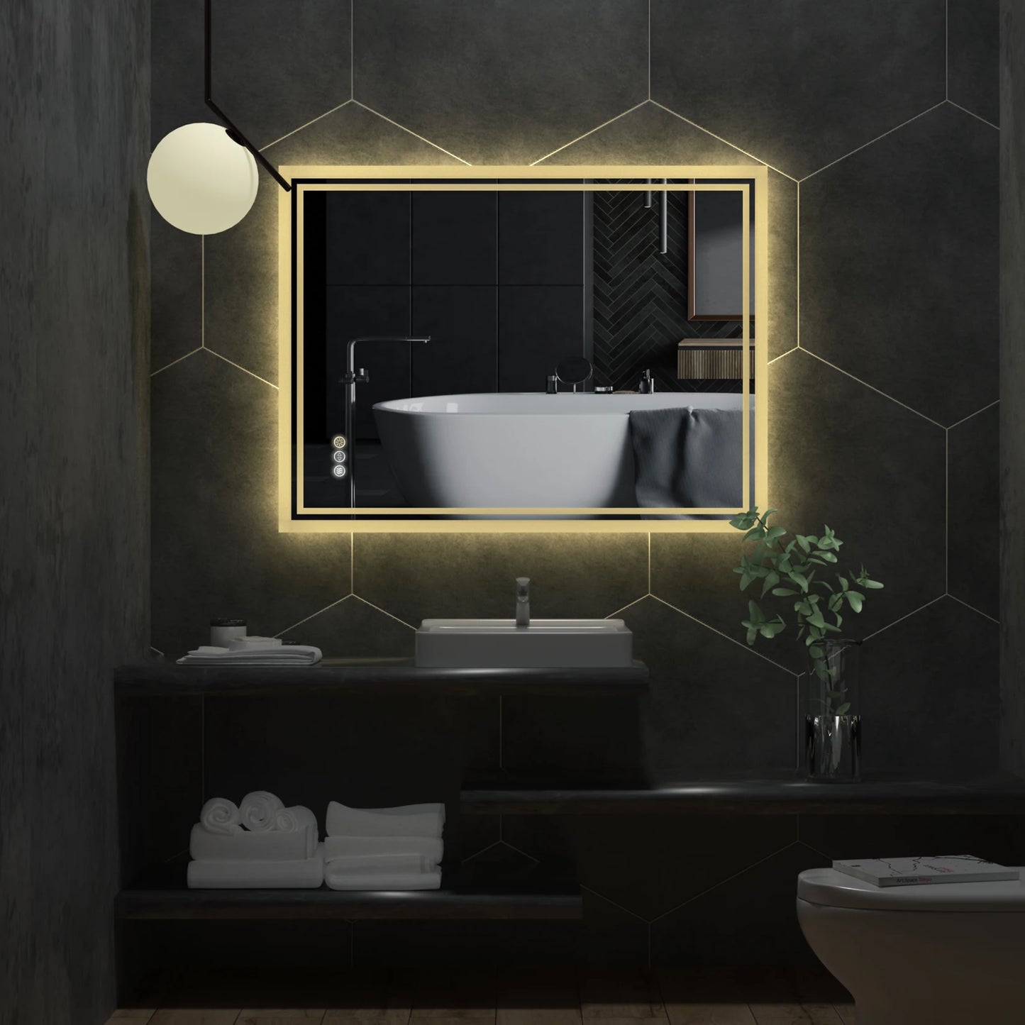 Wisfor LED Backlit Bathroom Mirror With Anti Fog Lights