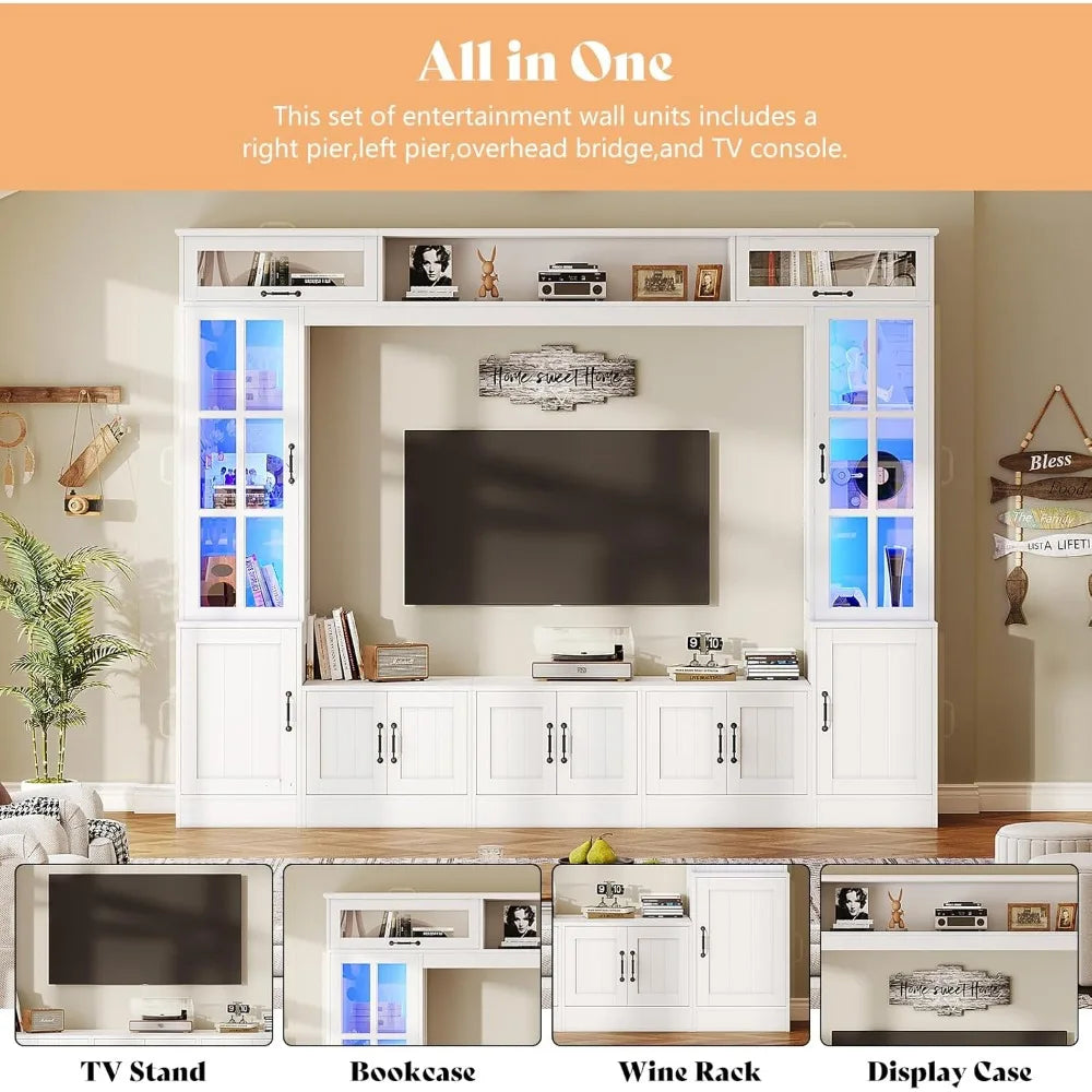 Modern TV Console With LED Lights And Hidden Storage