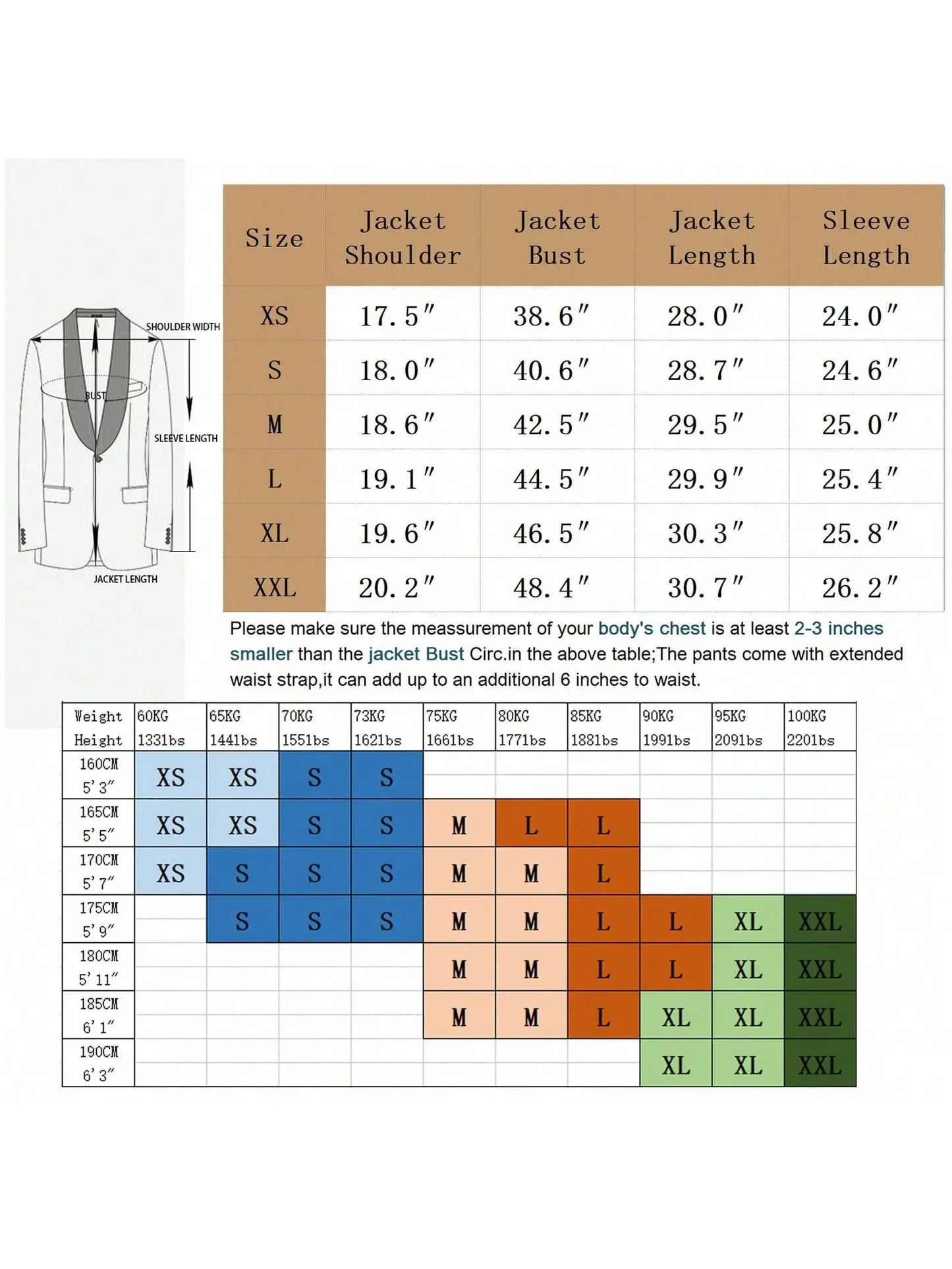 CN Jiangsu Men 3 Piece Tuxedo Suit Slim Blazer Vest Pants