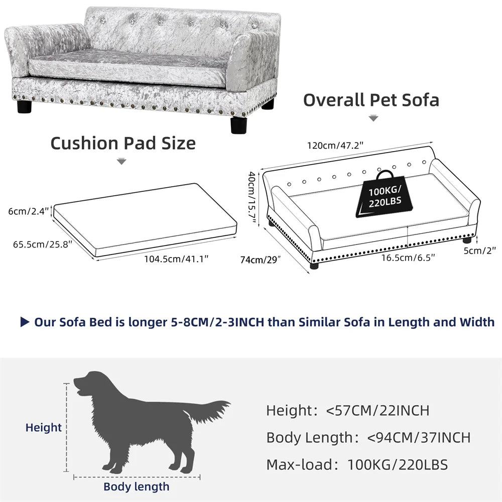 BORWARTC Heavy Duty Pet Sofa Cushioned Dog Bed Lounge
