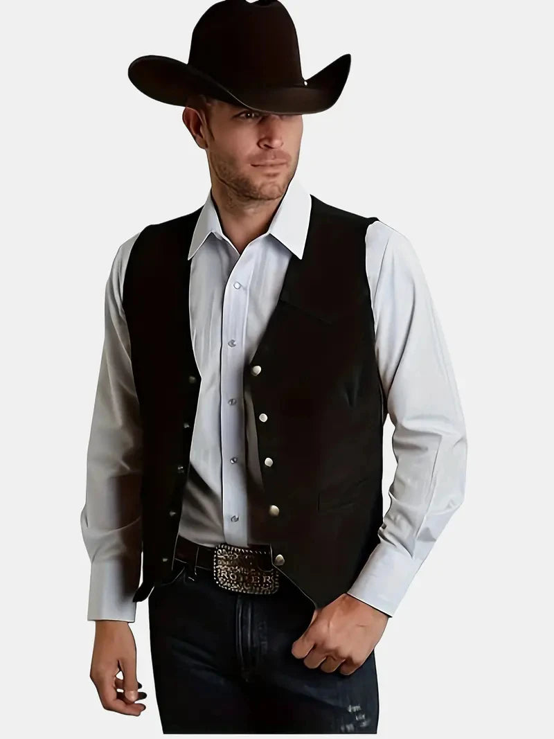 Cheervilla Vintage Suede Leather Men Vest Slim Fit Waistcoat