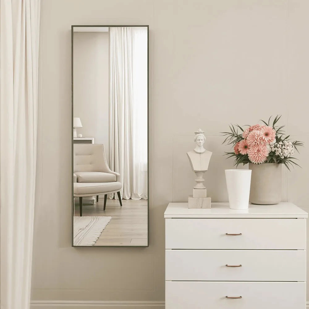 Hignconcerned Aluminum Framed Floor Mirror Freestanding
