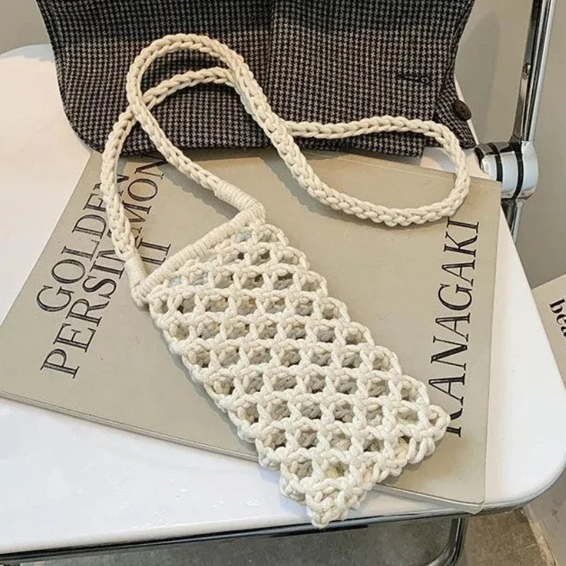 Crossbody Straw Bag Crochet Lightweight Shoulder Bag