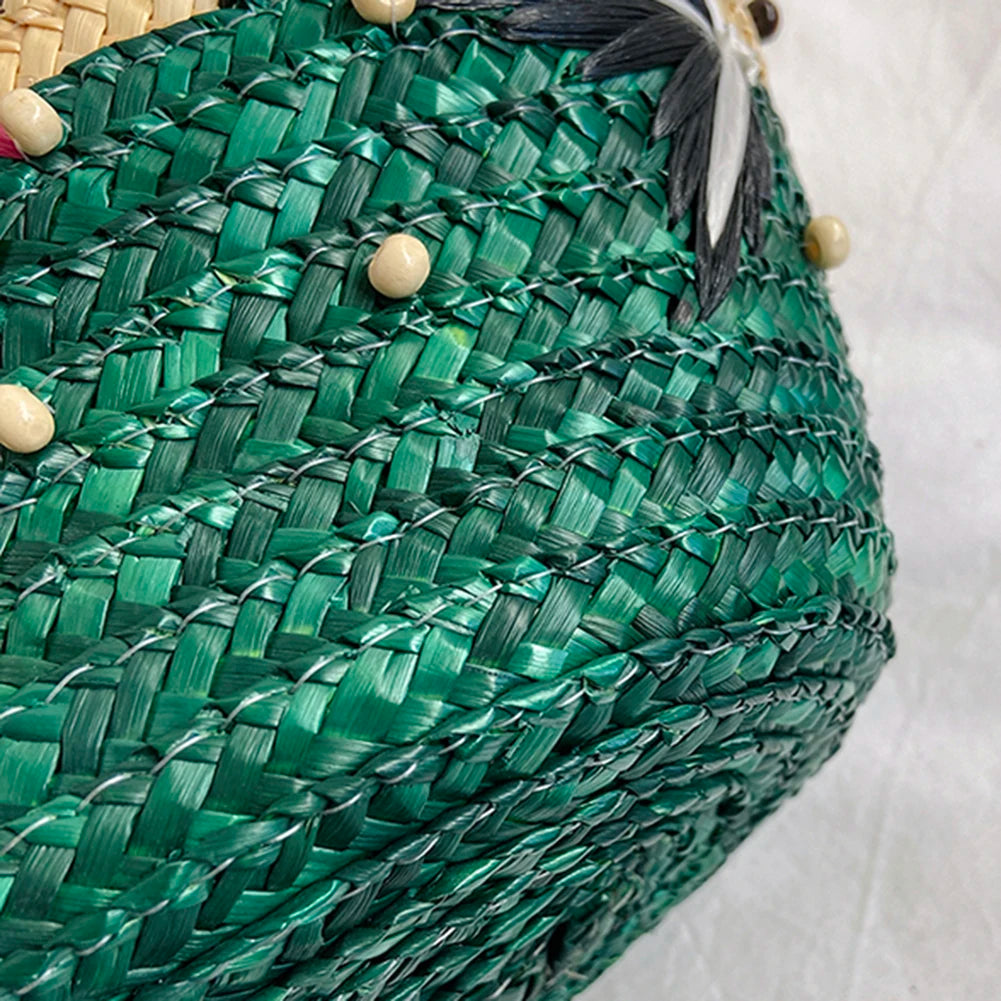 Starfish Beaded Bohemian Straw Tote Bag Women Seaside Party