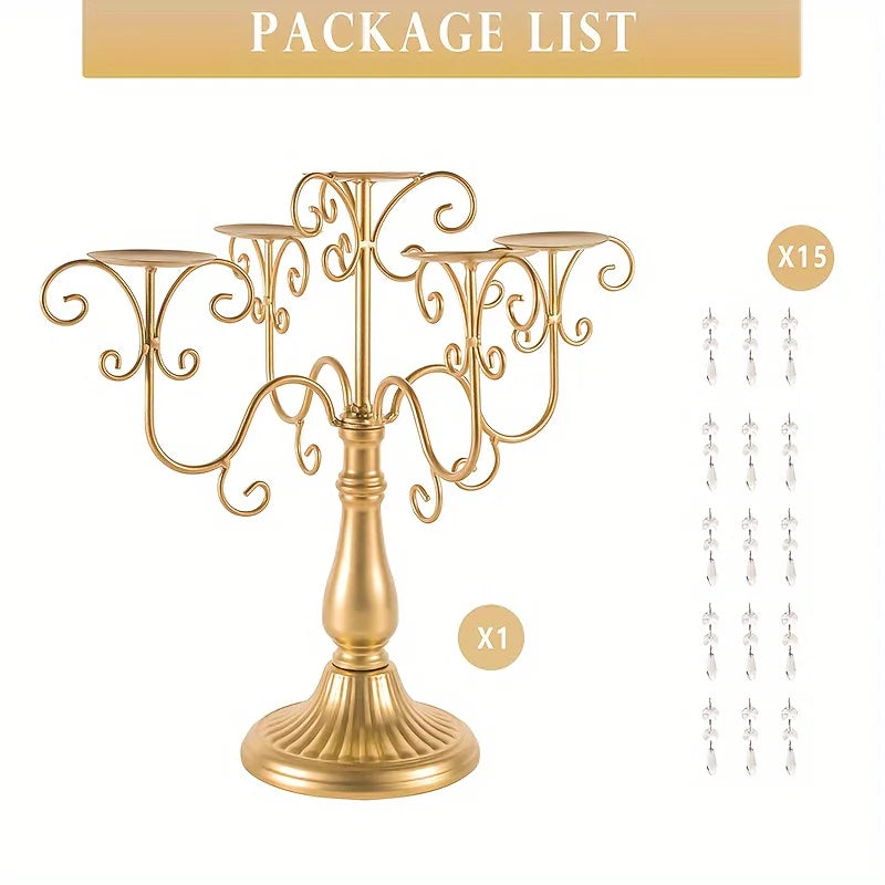Modern Iron Five Arm Candle Holder Centerpiece For Decor