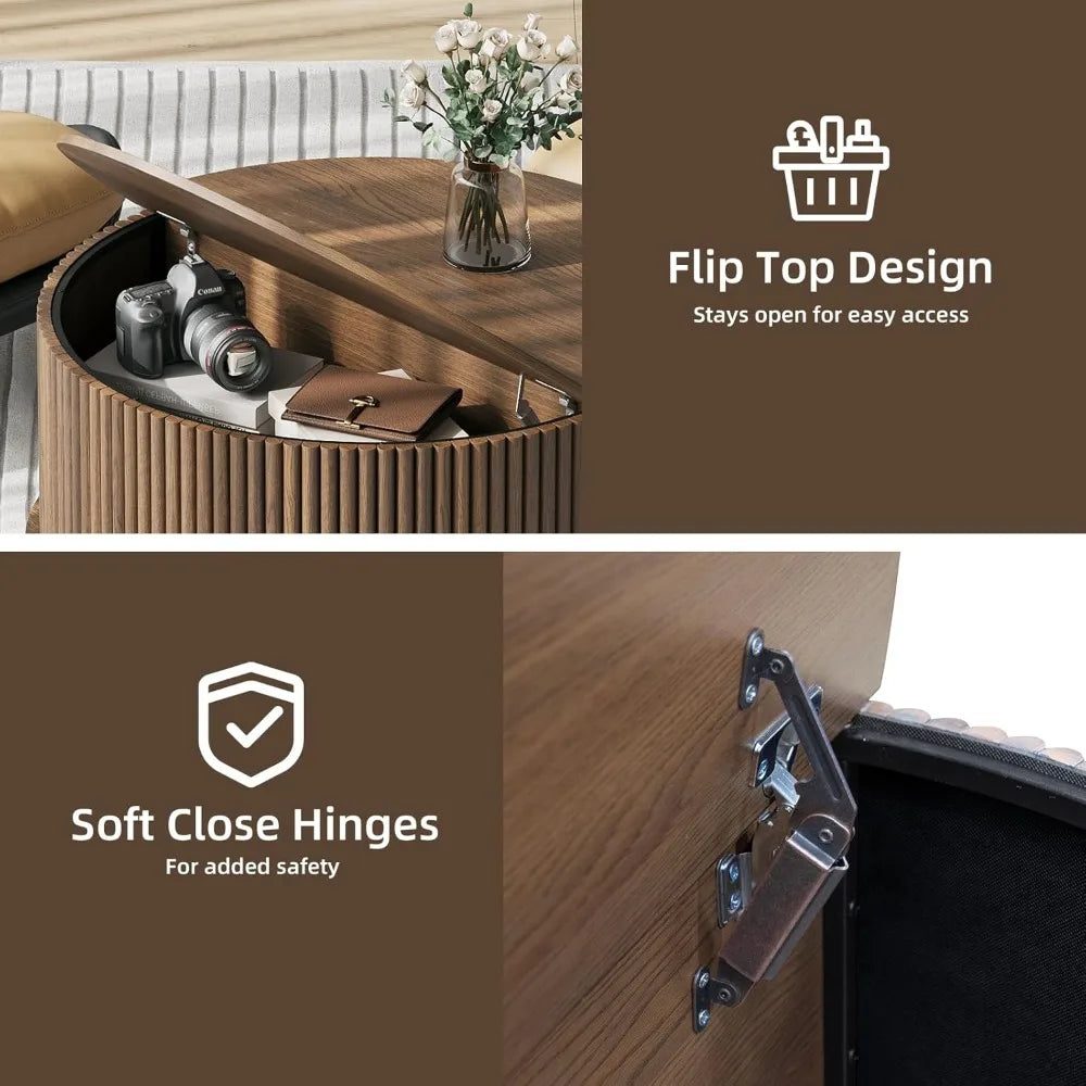 Round Coffee Table with Storage by Brand Name for Living Room
