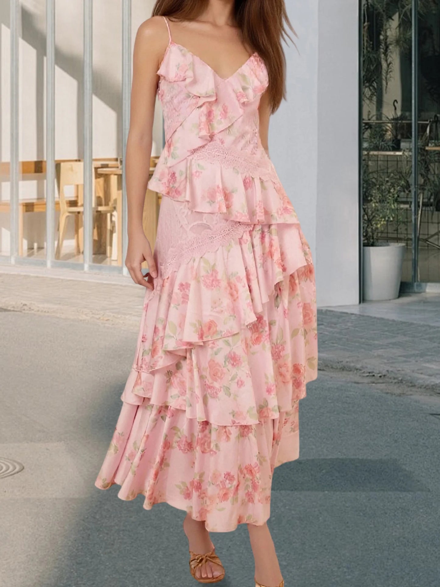 Cheervilla Boho Maxi Dress Off Shoulder Floral Print