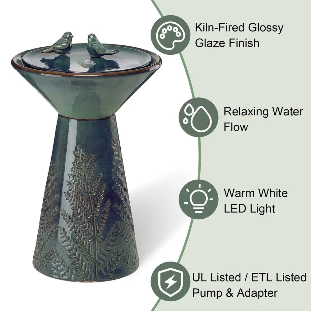 XMSJ Outdoor Ceramic Water Fountain With LED Light And Pump
