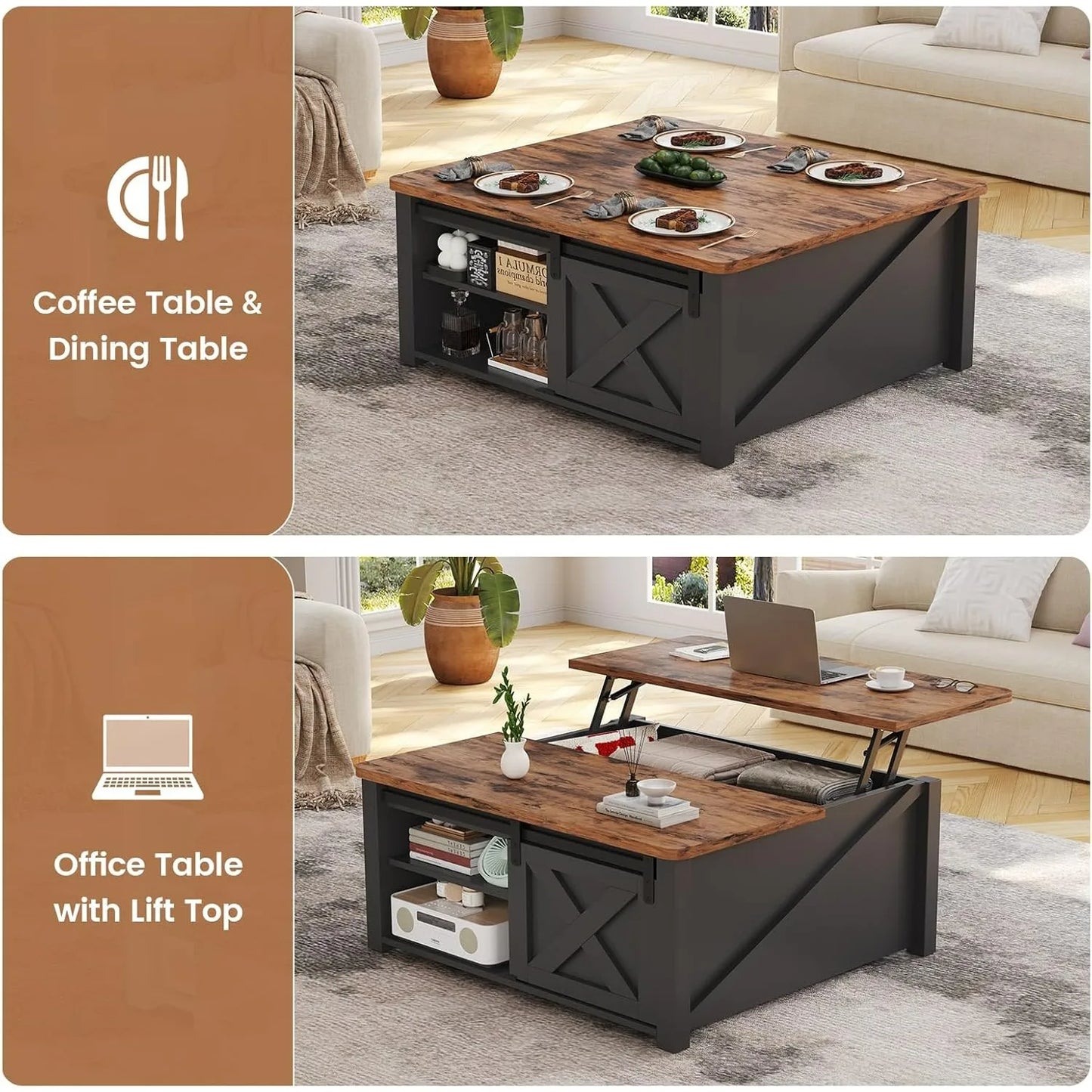 Hign-concerned Lift Top Coffee Table with Storage for Living Room