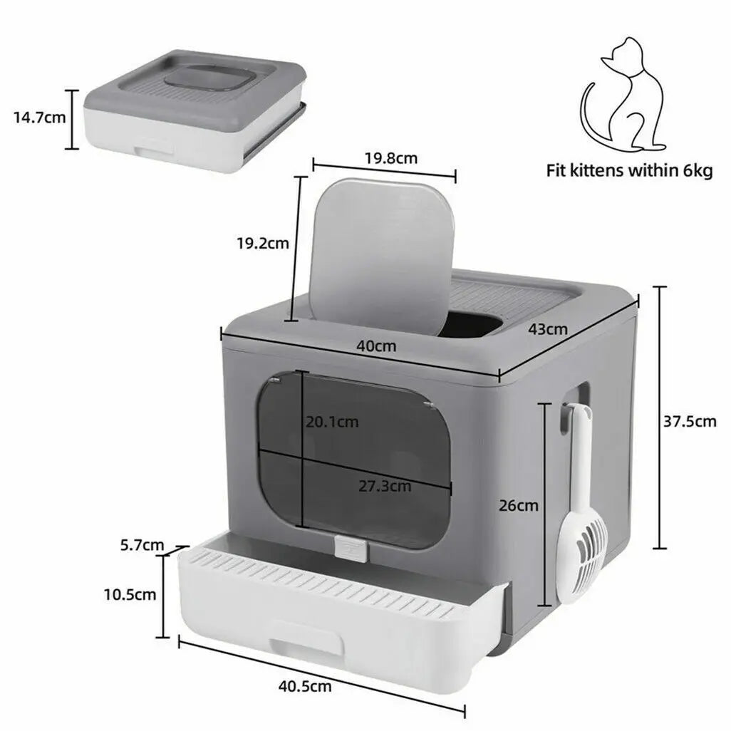 Cat Litter Box with Scoop and Tray by Feature Pet Supplies