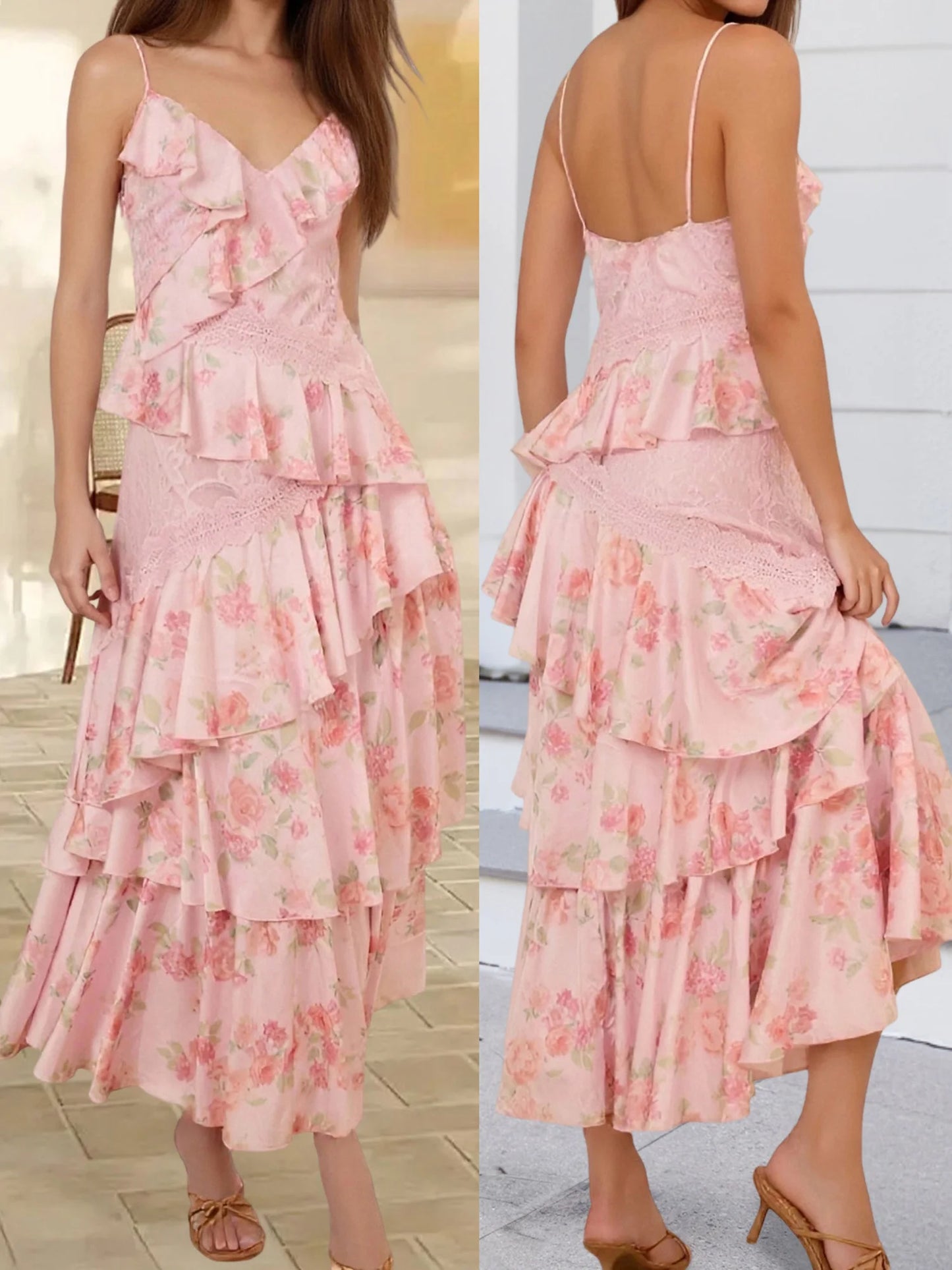 Cheervilla Boho Maxi Dress Off Shoulder Floral Print