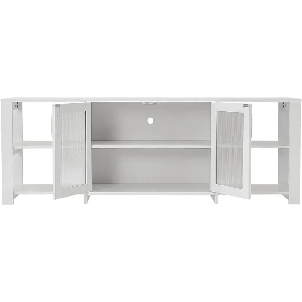 TV Stand Cabinet With 2 Doors And Open Cubby Storage