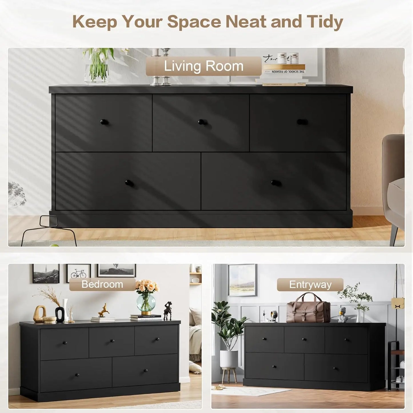 XMSJ Dresser For Bedroom With Five Drawers TV Stand