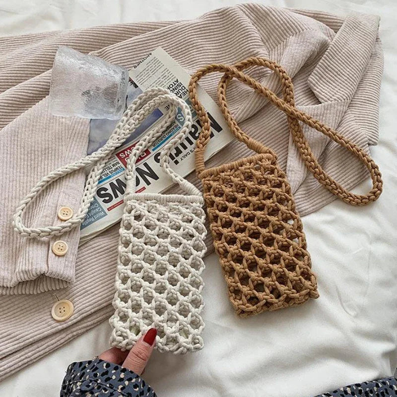Crossbody Straw Bag Crochet Lightweight Shoulder Bag