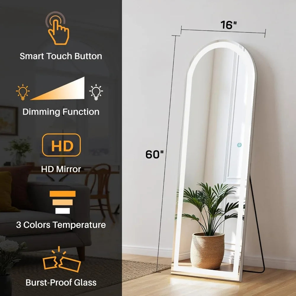 Hign Concerned Arched LED Full Length Mirror With Lights