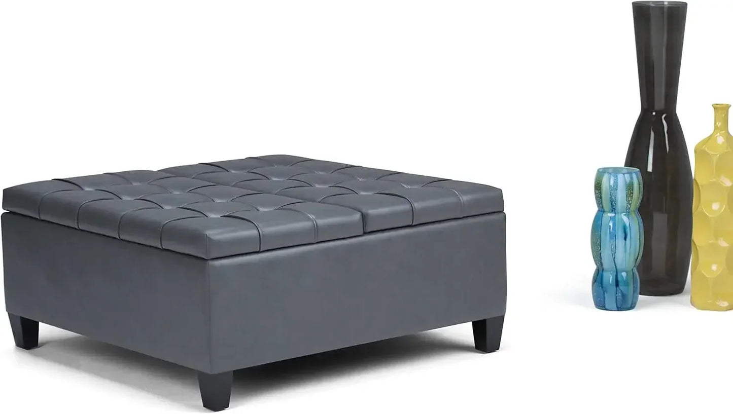 XMSJ 36 Inch Transitional Square Coffee Table Storage Ottoman