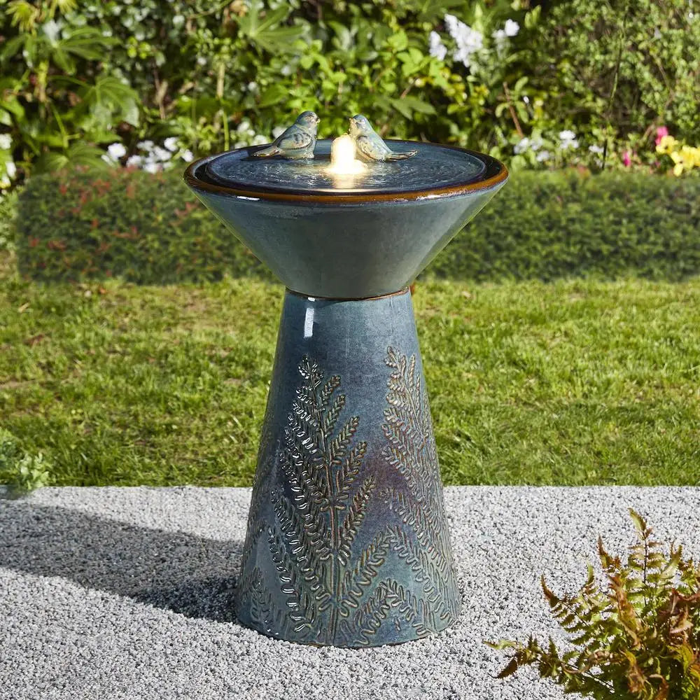 XMSJ Outdoor Ceramic Water Fountain With LED Light And Pump