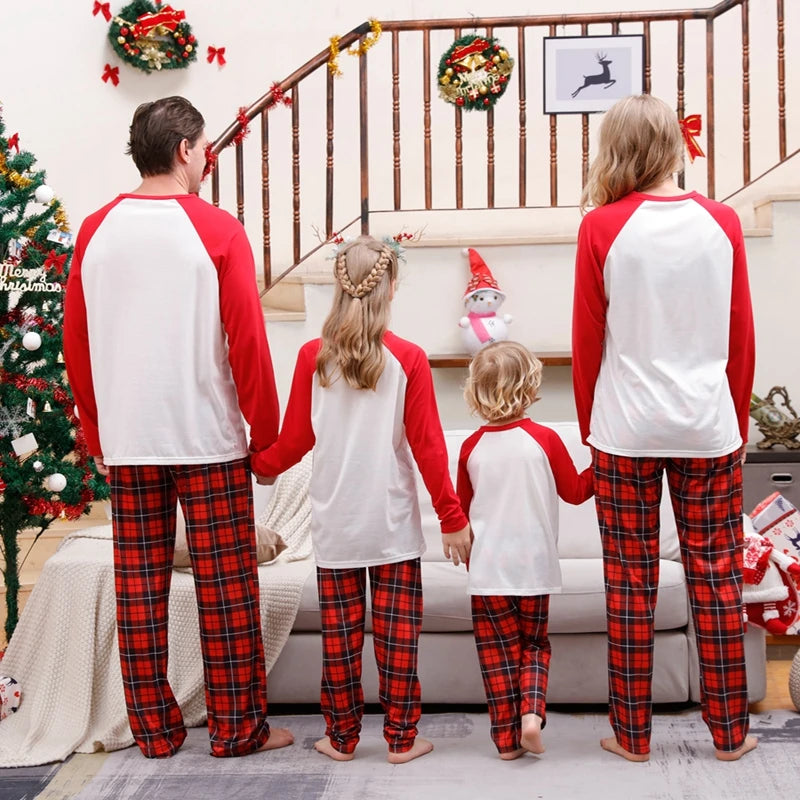 Christmas Family Matching Pajamas Set Plaid Pants Sleepwear