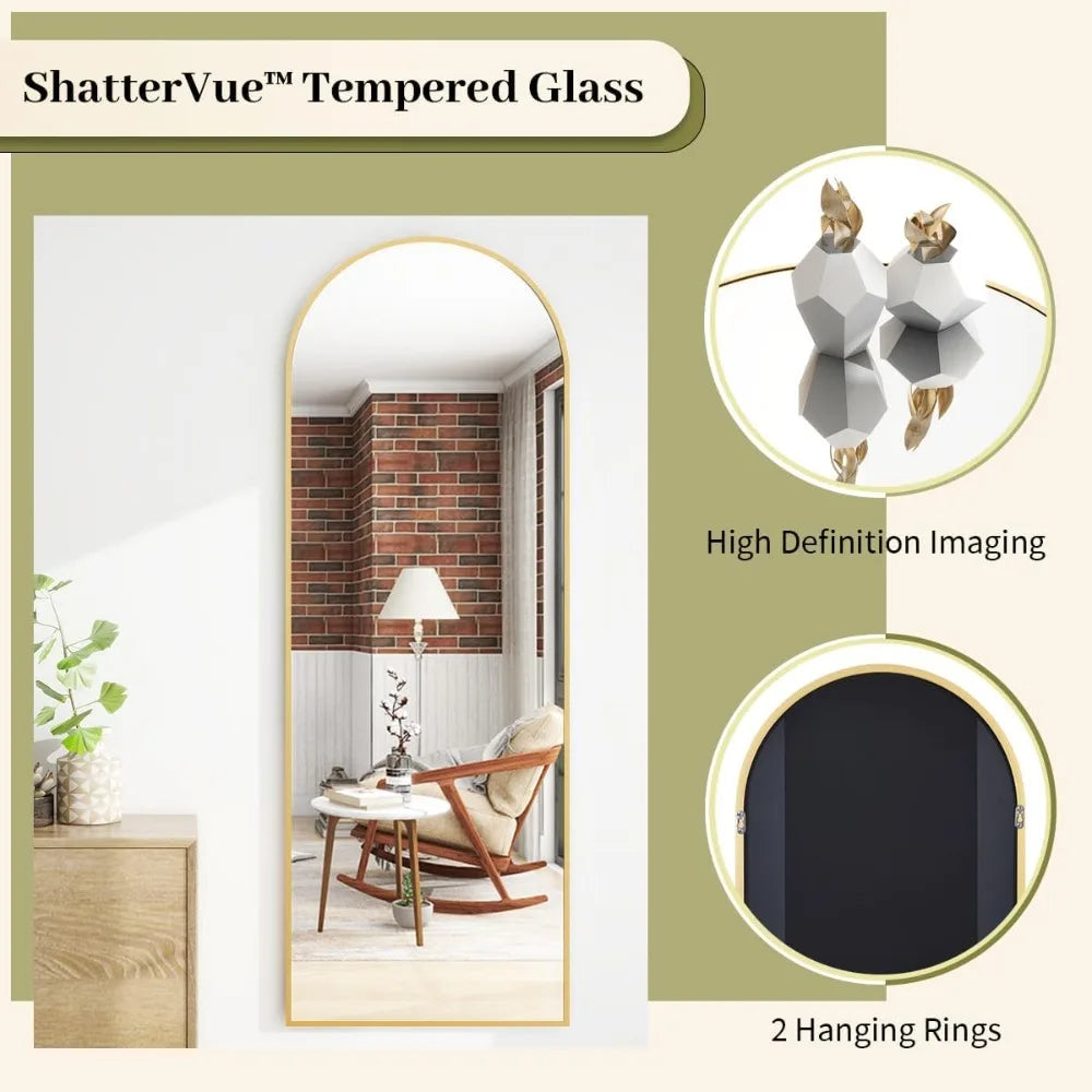 HUANZHUANG Arched Floor Mirror With Stand Home Decor