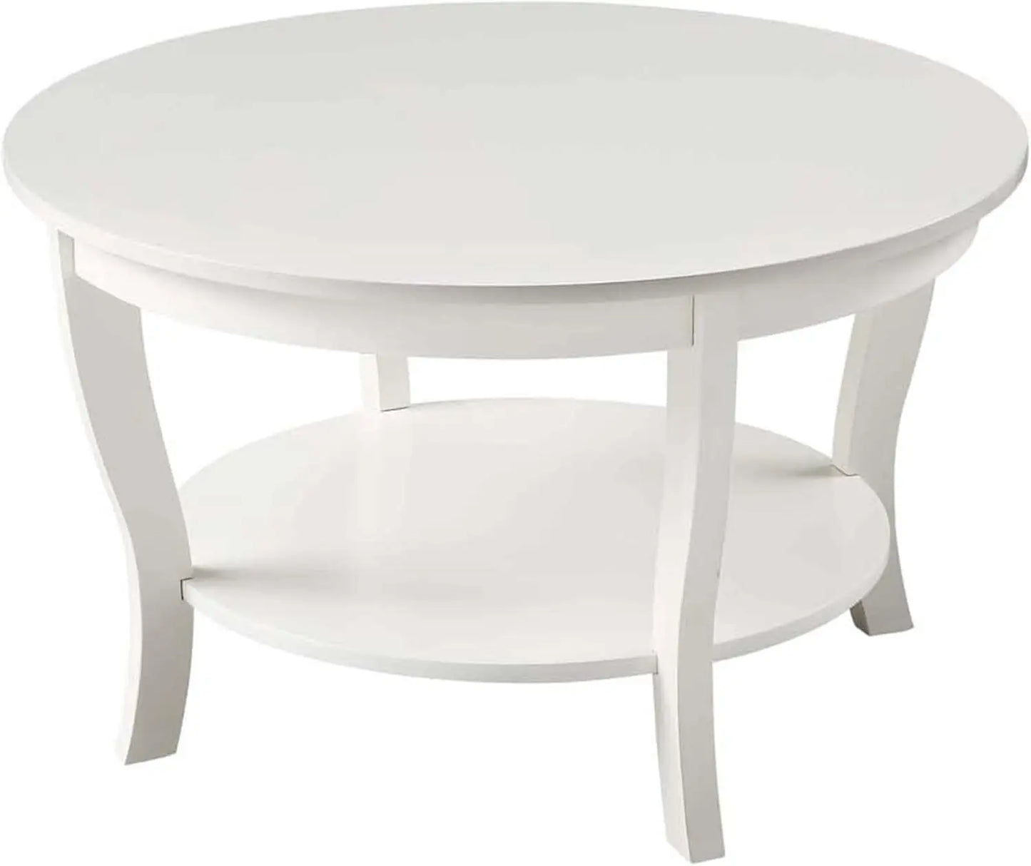 XMSJ Round Coffee Table with Storage Shelf for Living Room