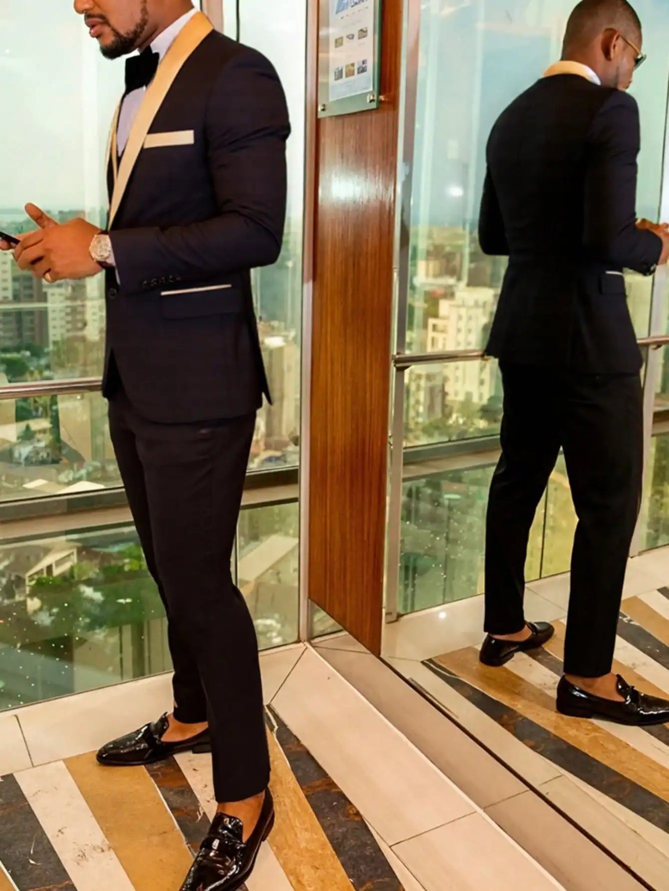 CN Jiangsu Men 3 Piece Tuxedo Suit Slim Blazer Vest Pants
