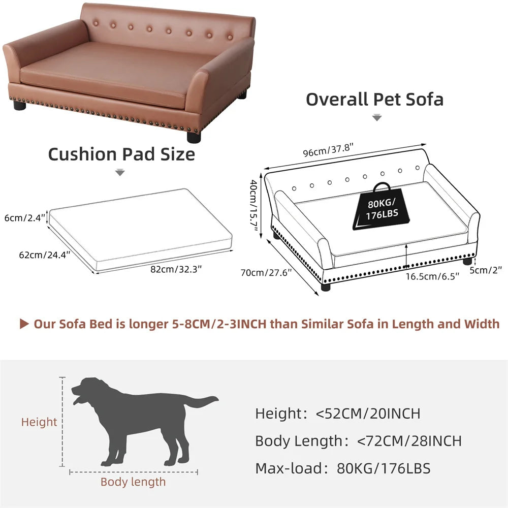 BORWARTC Heavy Duty Pet Sofa Cushioned Dog Bed Lounge