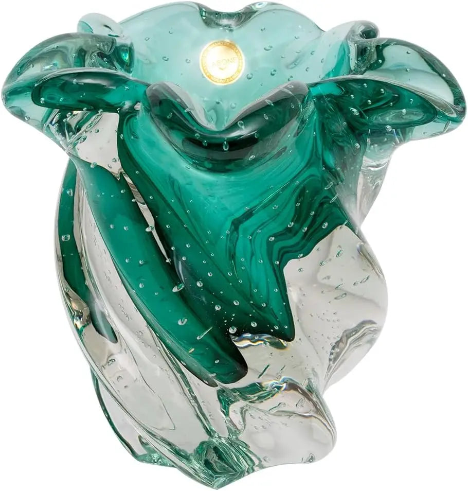 Murano Style Bergamo Hand Blown Glass Vase Luxurious Decor
