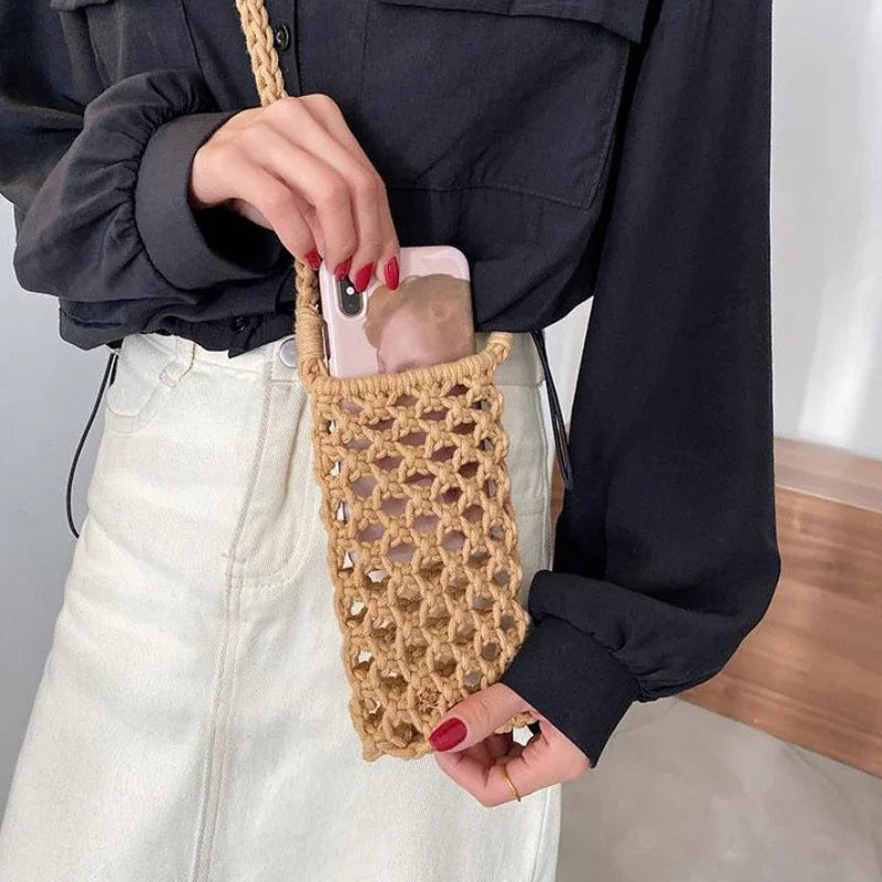 Crossbody Straw Bag Crochet Lightweight Shoulder Bag