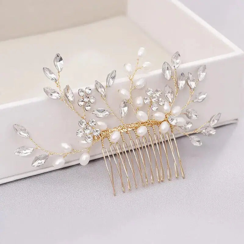 Cheervilla Bridal Hair Clips Faux Pearl Crystal Comb