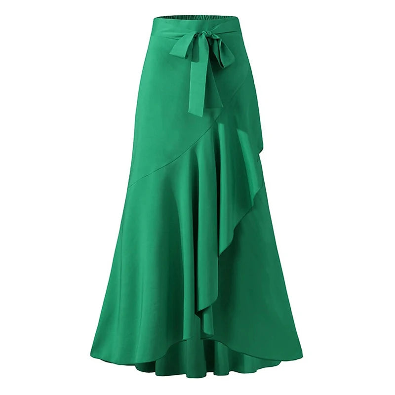 OSHOPLIVECN Irregular Clipping Bandage Falbala Long Skirts