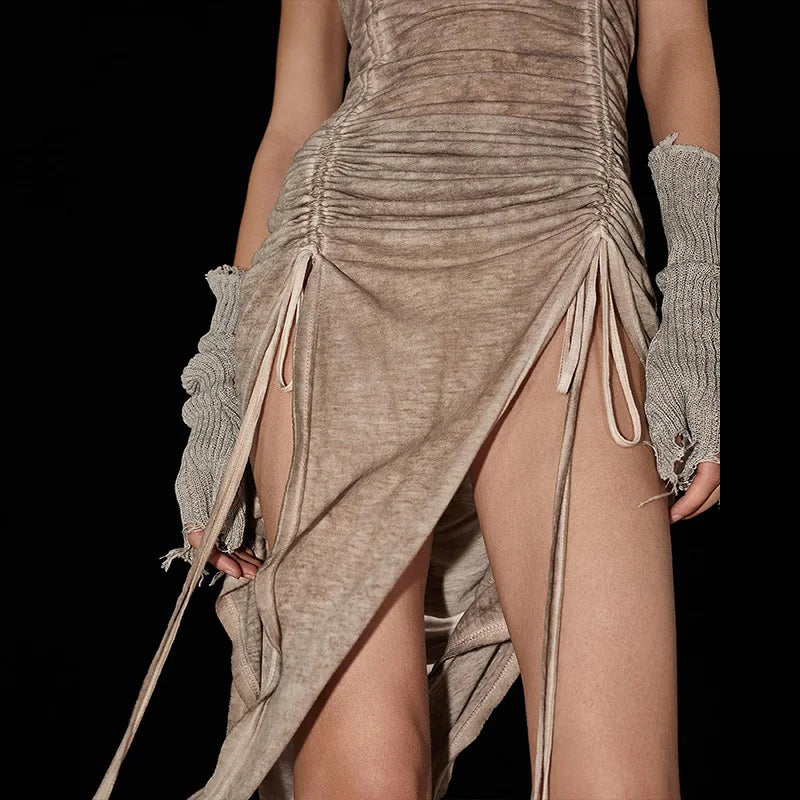Pleated Drawstring Off Shoulder Hoodie Dress For Women